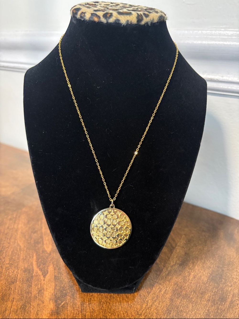 COACH Gold-Tone Circular C logo Pendant Necklace: 925 stamped chain - Picture 9 of 9